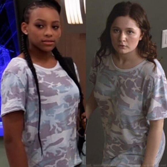 NWT Free People Army Camo Tee Sky Blue Purple T-Shirt Size XS New With Tags Top - Picture 3 of 6